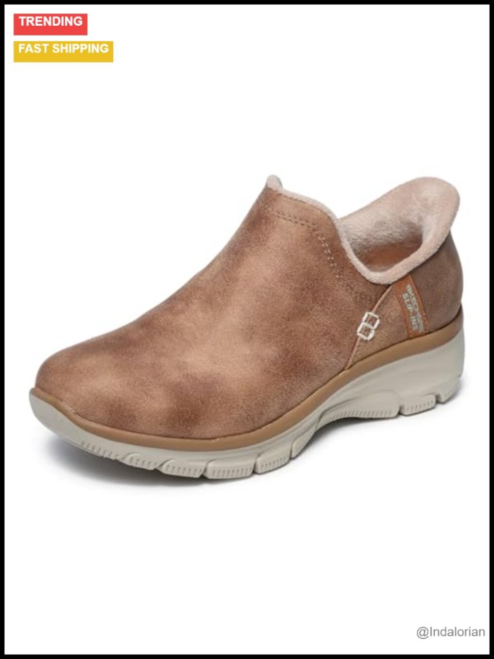 Skechers Slip-On Faux Leather Ankle Bootie with Faux Fur Lining